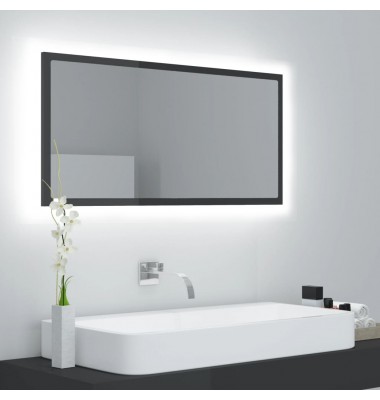  Vonios kambario veidrodis, pilkas, 90x8,5x37cm, MDP, blizgus - Vonios spintelės, veidrodžiai - 1