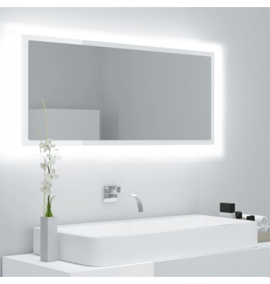  Vonios kambario veidrodis, baltos blizgios spalvos, 100x8,5x37 cm, MDP - Vonios spintelės, veidrodžiai - 1
