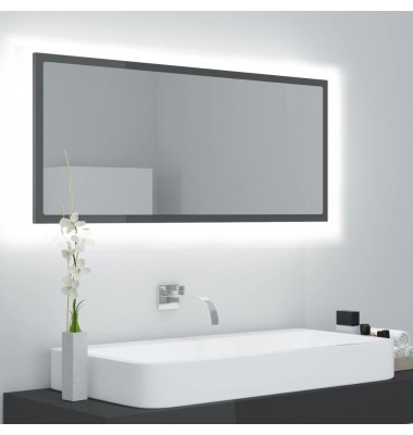  Vonios veidrodis su LED, blizgi pilka, 100x8,5x37cm, MDP - Vonios spintelės, veidrodžiai - 1