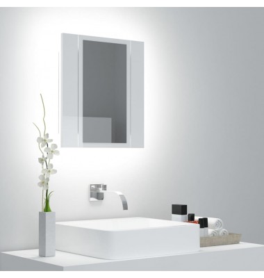  Veidrodinė vonios spintelė su LED, balta, 40x12x45cm, blizgi - Vonios spintelės, veidrodžiai - 1