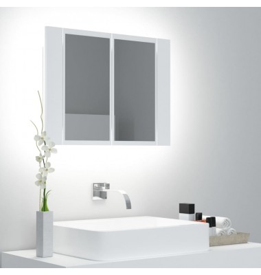  Veidrodinė vonios spintelė su LED apšvietimu, balta, 60x12x45cm - Vonios spintelės, veidrodžiai - 1