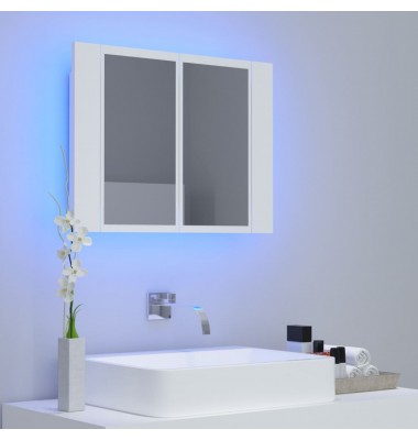  Veidrodinė vonios spintelė su LED apšvietimu, balta, 60x12x45cm - Vonios spintelės, veidrodžiai - 3