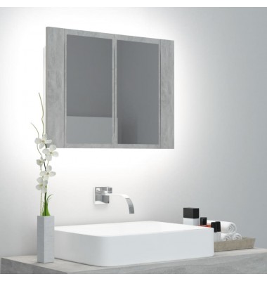  Veidrodinė vonios spintelė su LED, betono pilka, 60x12x45cm - Vonios spintelės, veidrodžiai - 1