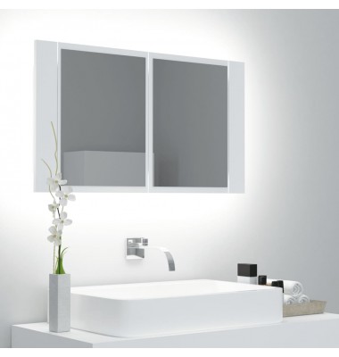  Veidrodinė vonios spintelė su LED apšvietimu, balta, 80x12x45cm - Vonios spintelės, veidrodžiai - 1