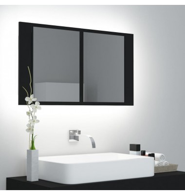  Veidrodinė vonios spintelė su LED apšvietimu, juoda, 80x12x45cm - Vonios spintelės, veidrodžiai - 1