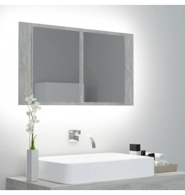  Veidrodinė vonios spintelė su LED, betono pilka, 80x12x45cm - Vonios spintelės, veidrodžiai - 1