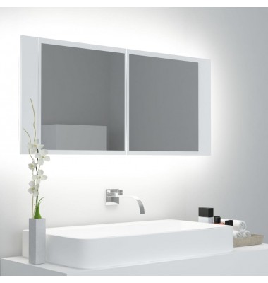  Veidrodinė vonios spintelė su LED, balta, 100x12x45 cm - Vonios spintelės, veidrodžiai - 1