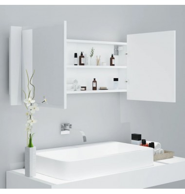  Veidrodinė vonios spintelė su LED, balta, 100x12x45 cm - Vonios spintelės, veidrodžiai - 4