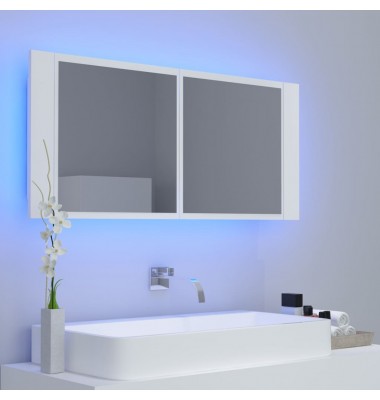  Veidrodinė vonios spintelė su LED, balta, 100x12x45 cm - Vonios spintelės, veidrodžiai - 5