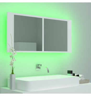  Veidrodinė vonios spintelė su LED, balta, 100x12x45 cm - Vonios spintelės, veidrodžiai - 6