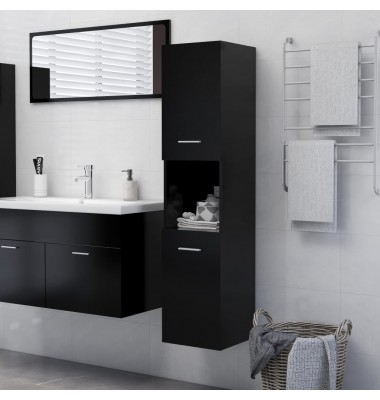 Vonios kambario spintelė, juodos spalvos, 30x30x130cm, MDP - Vonios spintelės, veidrodžiai