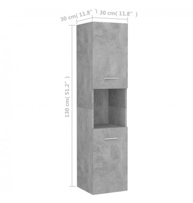 Vonios kambario spintelė, betono pilka, 30x30x130cm, MDP - Vonios spintelės, veidrodžiai - 5