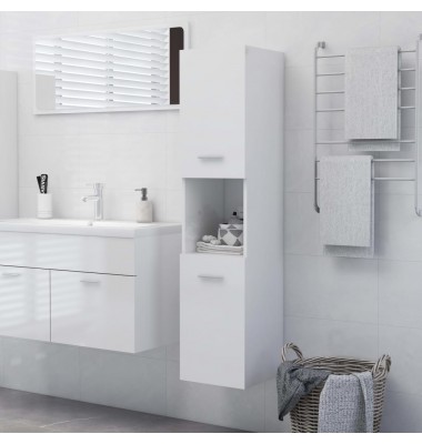 Vonios kambario spintelė, balta, 30x30x130cm, MDP, ypač blizgi - Vonios spintelės, veidrodžiai