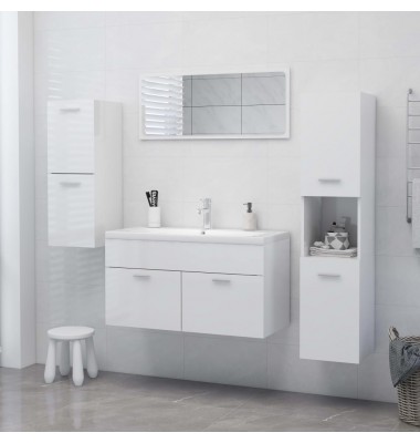 Vonios kambario spintelė, balta, 30x30x130cm, MDP, ypač blizgi - Vonios spintelės, veidrodžiai - 6