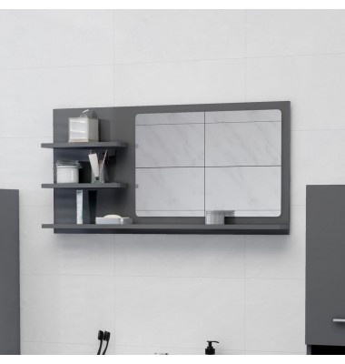  Vonios kambario veidrodis, pilkas, 90x10,5x45cm, MDP, blizgus - Vonios spintelės, veidrodžiai - 1