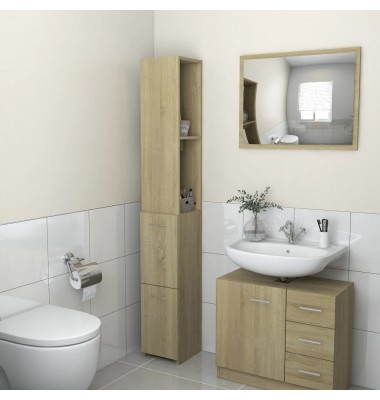 Vonios kambario spintelė, ąžuolo spalvos, 25x25x170cm, MDP - Vonios spintelės, veidrodžiai - 6
