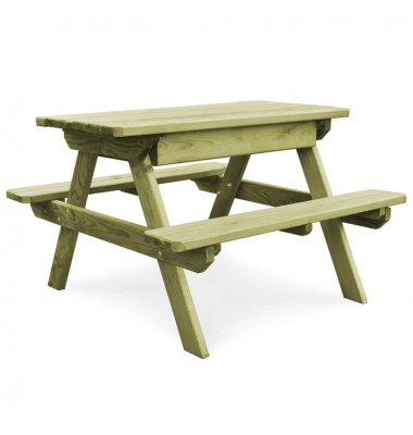 Iškylos stalas su suoliukais, 90x90x58cm, pušies mediena - Lauko stalai, staliukai - 1