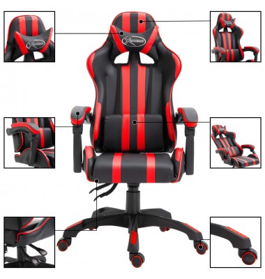  Žaidimų kėdė, raudona, dirbtinė oda - Žaidimų kėdės - 2