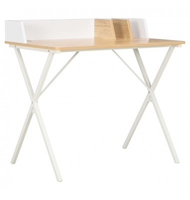  Rašomasis stalas, baltos ir natūralios spalvos, 80x50x84cm - Rašomieji stalai - 1