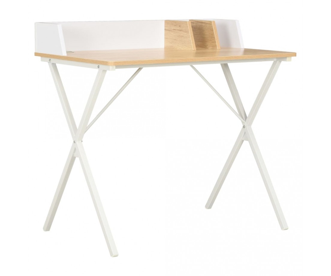 Rašomasis stalas, baltos ir natūralios spalvos, 80x50x84cm - Rašomieji stalai - 1 Rašomasis stalas, baltos ir natūralios spalvos, 80x50x84cm - Rašomieji stalai - 1