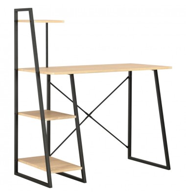  Stalas su lentyna, juodos ir ąžuolo spalvos, 102x50x117cm - Rašomieji stalai - 1