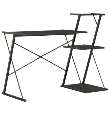  Rašomasis stalas su lentyna, juodos spalvos, 116x50x93cm - Rašomieji stalai - 1
