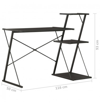  Rašomasis stalas su lentyna, juodos spalvos, 116x50x93cm - Rašomieji stalai - 7