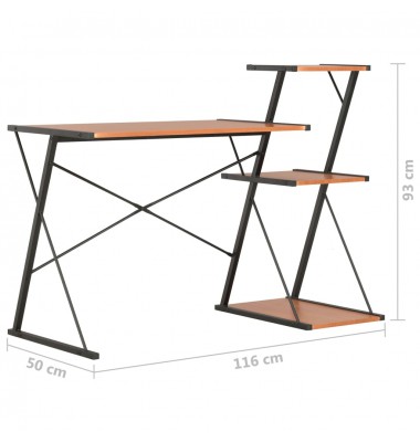  Rašomasis stalas su lentyna, juodas ir rudas, 116x50x93cm - Rašomieji stalai - 7