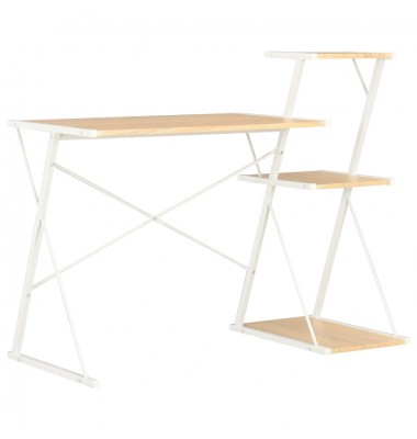  Rašomasis stalas su lentyna, baltas ir ąžuolo, 116x50x93cm - Rašomieji stalai - 1