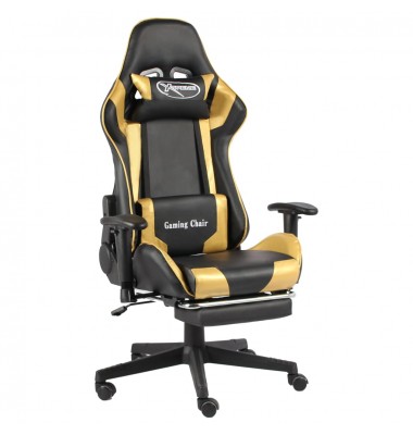  Pasukama žaidimų kėdė su pakoja, auksinės spalvos, PVC - Žaidimų kėdės - 1