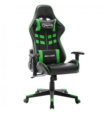  Žaidimų kėdė, juodos ir žalios spalvos, dirbtinė oda  - Žaidimų kėdės - 1