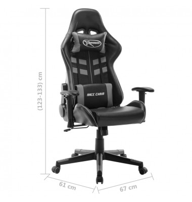  Žaidimų kėdė, juodos ir pilkos spalvos, dirbtinė oda  - Žaidimų kėdės - 8