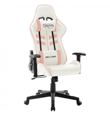 Žaidimų kėdė, baltos ir rožinės spalvos, dirbtinė oda  - Žaidimų kėdės - 1