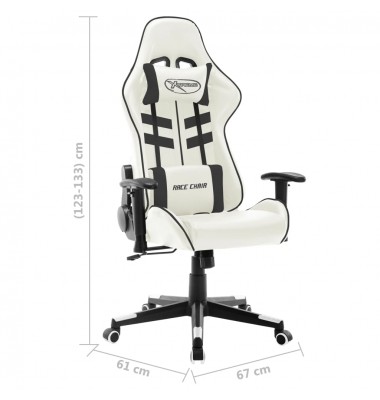  Žaidimų kėdė, baltos ir juodos spalvos, dirbtinė oda  - Žaidimų kėdės - 8