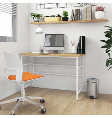  Kompiuterio stalas, baltas/ąžuolo, 105x55x72cm, MDF ir metalas - Rašomieji stalai - 1