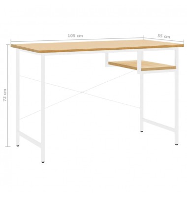  Kompiuterio stalas, baltas/ąžuolo, 105x55x72cm, MDF ir metalas - Rašomieji stalai - 7
