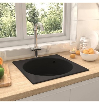  Virtuvės plautuvė su anga nuo persipildymo, juoda, granitas - Virtuvinės plautuvės - 1