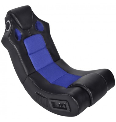  Supama kėdė, juoda ir mėlyna, garso jungtis, dirbtinė oda  - Žaidimų kėdės - 1