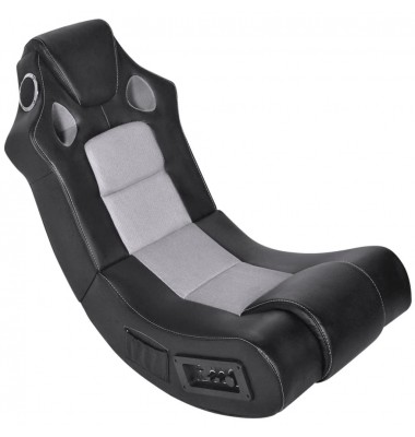  Supama kėdė, juoda ir pilka, garso jungtis, dirbtinė oda  - Žaidimų kėdės - 1