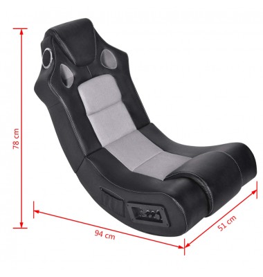  Supama kėdė, juoda ir pilka, garso jungtis, dirbtinė oda  - Žaidimų kėdės - 6