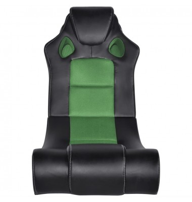  Supama kėdė, juoda ir žalia, garso jungtis, dirbtinė oda - Žaidimų kėdės - 2