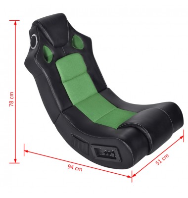  Supama kėdė, juoda ir žalia, garso jungtis, dirbtinė oda - Žaidimų kėdės - 6