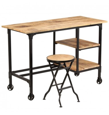  Raš. stalas su salankst. taburete, mango mediena, 115x50x76cm - Rašomieji stalai - 1