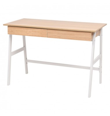  Rašomasis stalas, 110x55x75 cm, balta ir ąžuolo spalva - Rašomieji stalai - 1