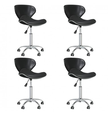  Pasukamos valgomojo kėdės, 4vnt., juodos spalvos, dirbtinė oda - Valgomojo Kėdės - 1