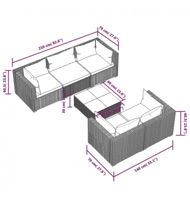  Sodo komplektas su pagalvėlėmis, 6 dalių, pilkas, poliratanas - Lauko baldų komplektai - 9