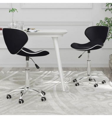  Pasukamos valgomojo kėdės, 2vnt., juodos spalvos, dirbtinė oda - Valgomojo Kėdės - 1