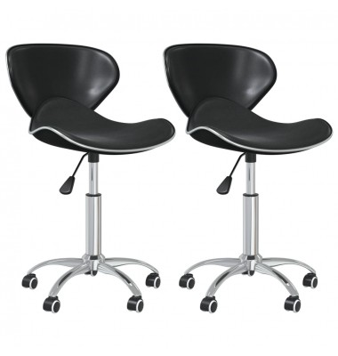  Pasukamos valgomojo kėdės, 2vnt., juodos spalvos, dirbtinė oda - Valgomojo Kėdės - 2