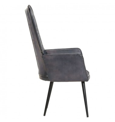  Krėslas, pilkos spalvos, tikra oda - Foteliai, krėslai - 4