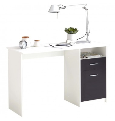 FMD Rašomasis stalas su 1 stalčiumi, baltas ir juodas, 123x50x76,5cm - Rašomieji stalai - 1